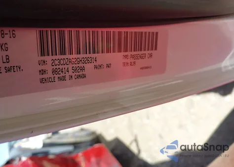 2016 Dodge Challenger Sxt из США, поврежденный, VIN 2C3CDZAG2GH326314